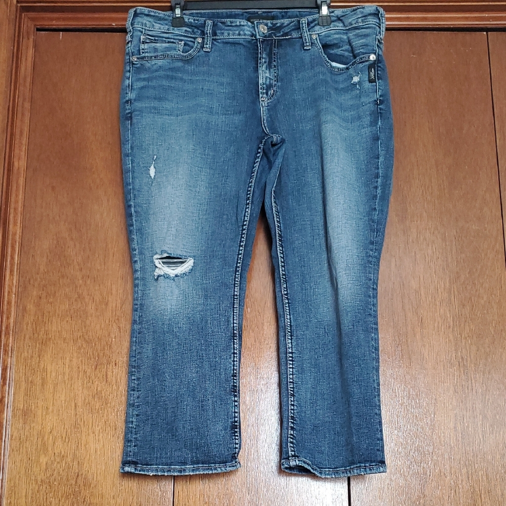 Silver Jeans Distressed Blue Ankle Jeans